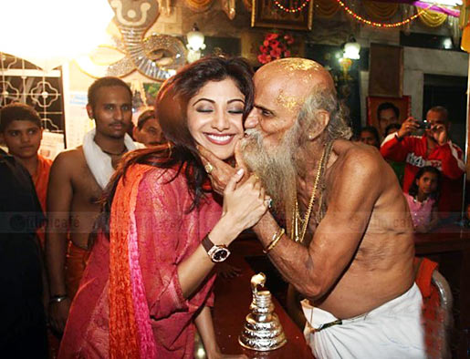 Shilpa Getting Kiss from a Priest