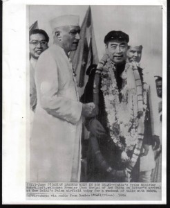 India's Prime Minister Jawaharlal Nehru Welcomes Chou En-Lai of China at New Delhi Palam Airfield - 1954