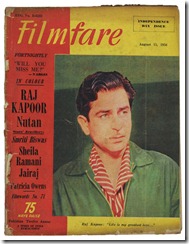 Raj Kapoor on Filmfare Magazine Cover - 1958