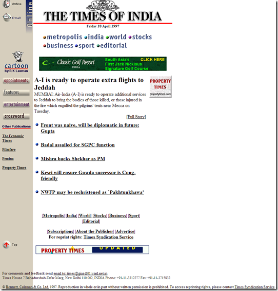 timesofindia in 1997