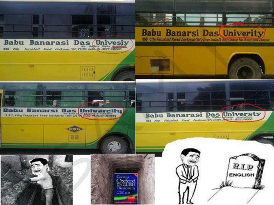 English written on University Buses in India_www.funkyphotos.org